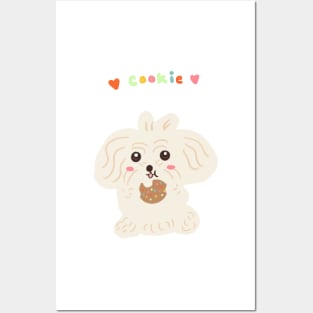 Cute Dog Eating Cookie Posters and Art